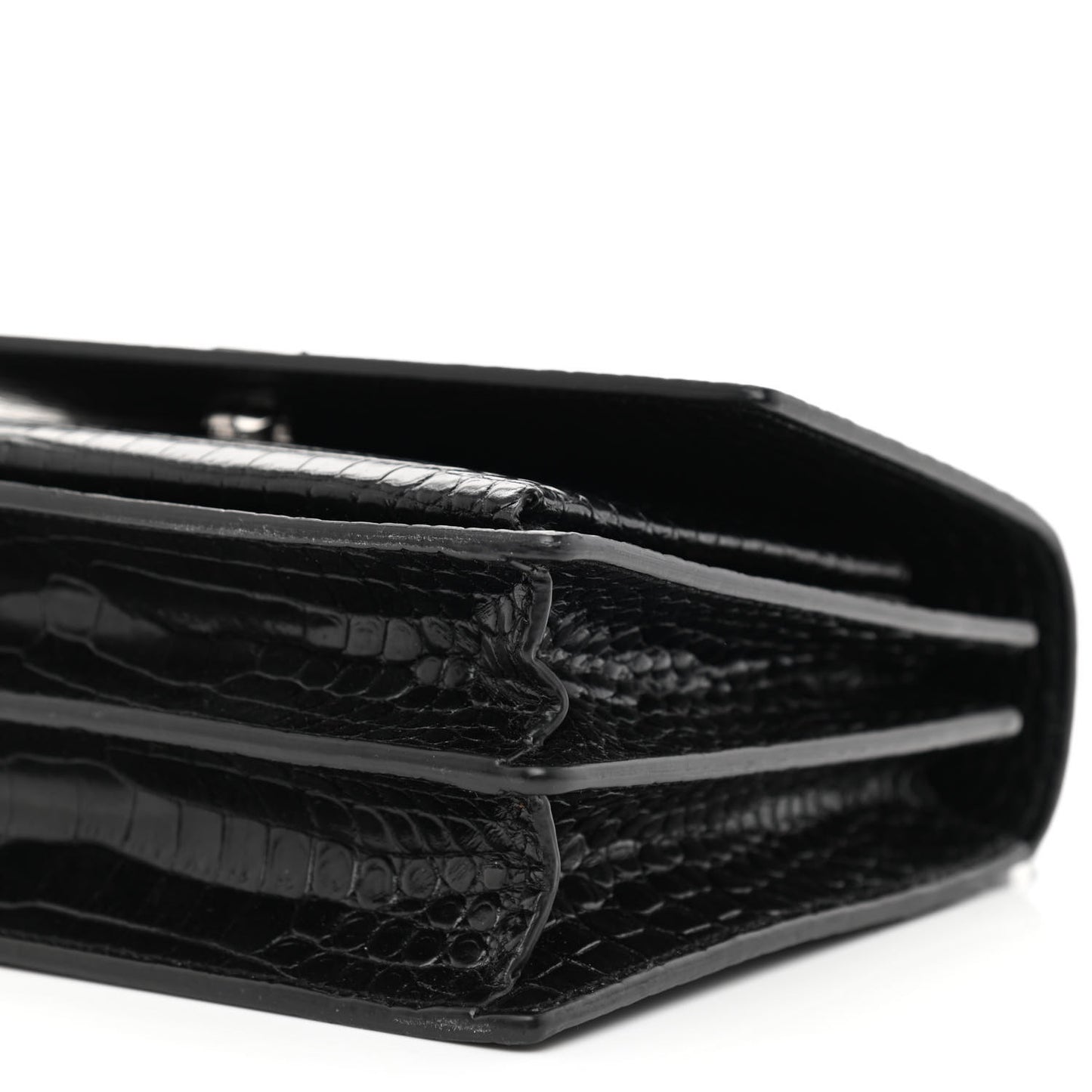 Calfskin Crocodile Embossed Medium Monochrome Monogram Sunset Black