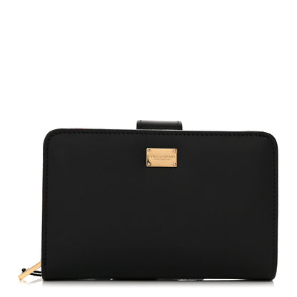 Dolce & Gabbana Calfskin French Compact Wallet Black Multicolor 1 of 6
