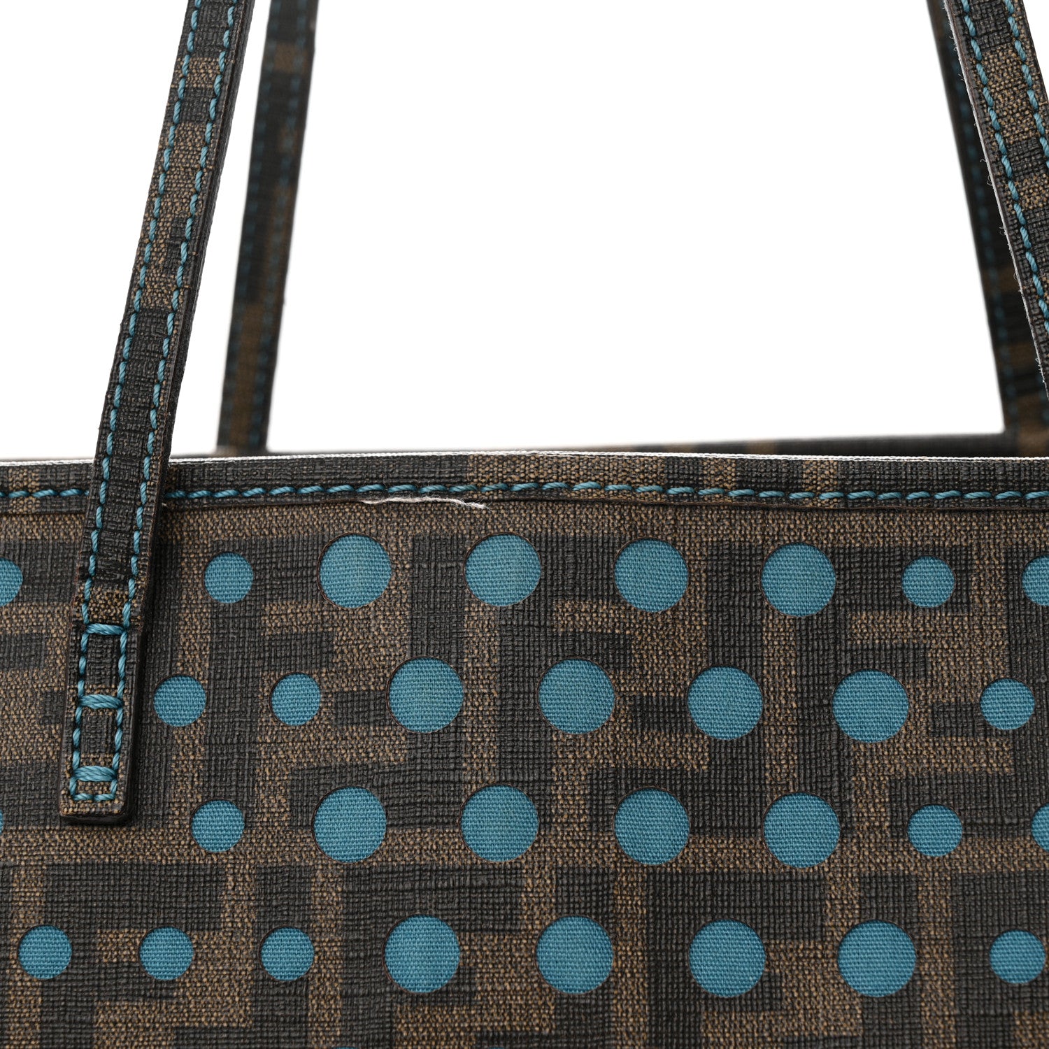 Fendi Zucca Spalmati Perforated Medium Roll Tote Tobacco Pavone 11 of 16