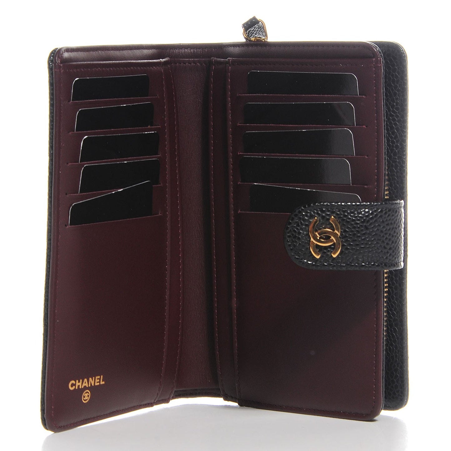 Caviar Quilted Zipped Pocket Wallet Black