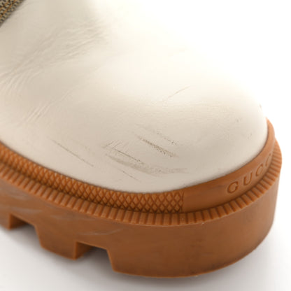 Gucci Calfskin GG Supreme Monogram Nappa Quilted Lace Up Ankle Boots 37 Mystic White Beige 11 of 18
