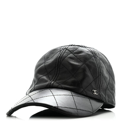 Chanel Lambskin Quilted CC Cap Hat S Black 1 of 8