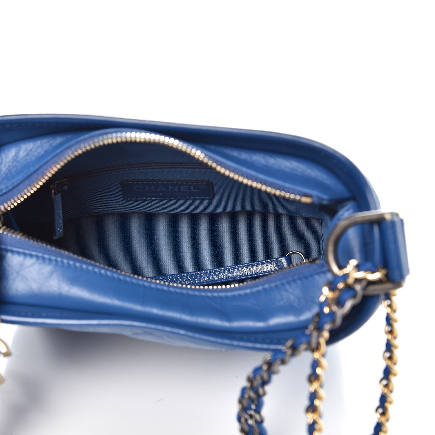 Chanel Aged Calfskin Quilted Small Gabrielle Hobo Blue 6 of 8