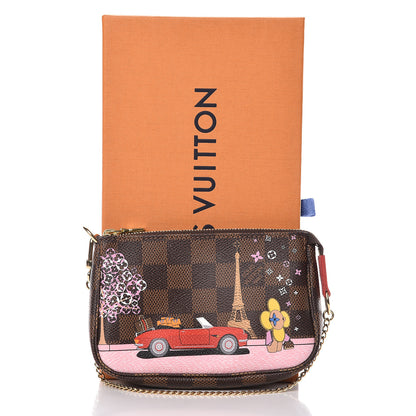 Louis Vuitton Damier Ebene 2019 Christmas Animation Mini Pochette Accessories Red 10 of 10