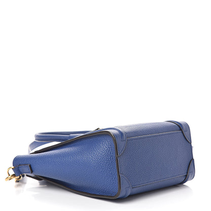 Celine Drummed Calfskin Nano Luggage Indigo 4 of 9