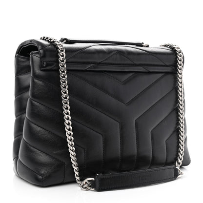 Saint Laurent Calfskin Y Quilted Monogram Small Loulou Chain Satchel Black 2 of 9
