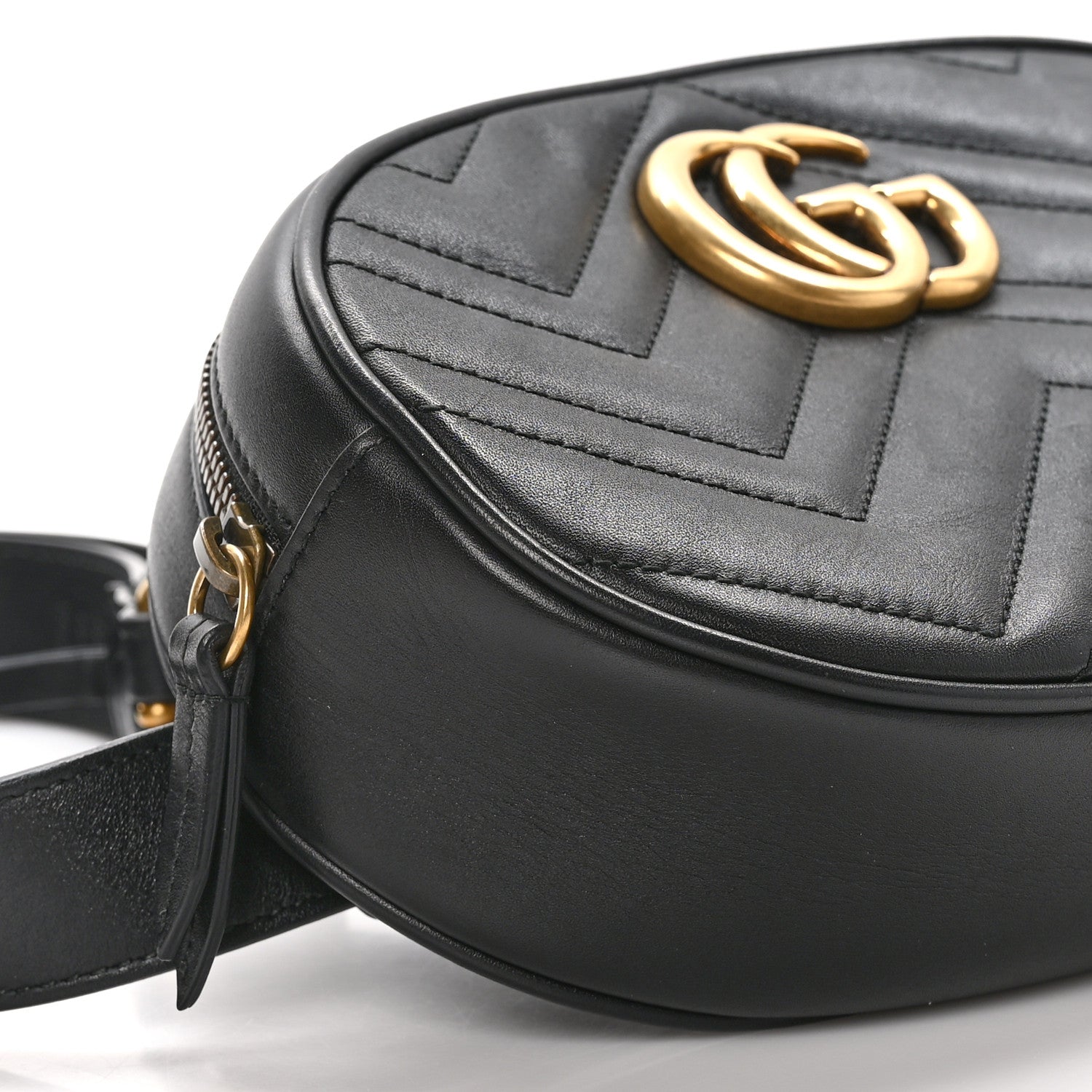 Gucci Calfskin Matelasse GG Marmont Belt Bag 95 38 Black 9 of 11