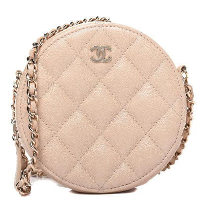 Chanel Iridescent Caviar Quilted Round Clutch With Chain Beige 1 of 10