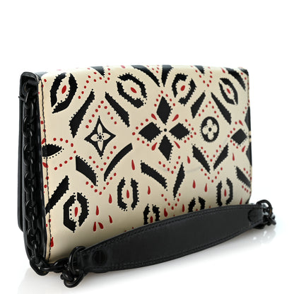 Louis Vuitton Calfskin Graphic Print Twist Chain Wallet White Black White Black 3 of 9