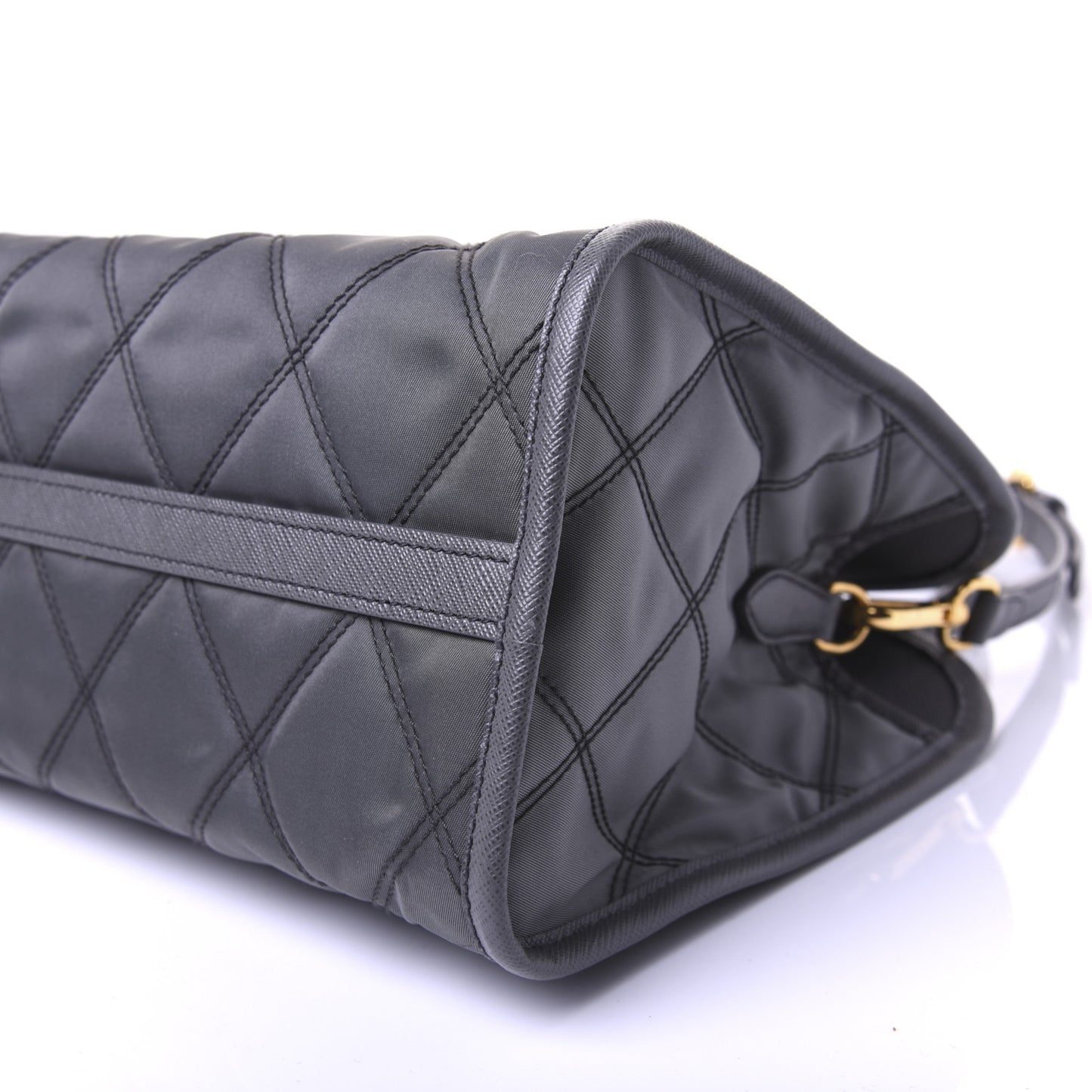 Saffiano Tessuto Nylon Impunturato Quilted Shopper Black Grey