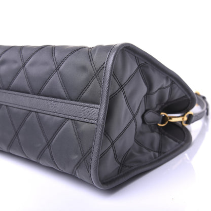 Prada Saffiano Tessuto Nylon Impunturato Quilted Shopper Black Grey 8 of 8