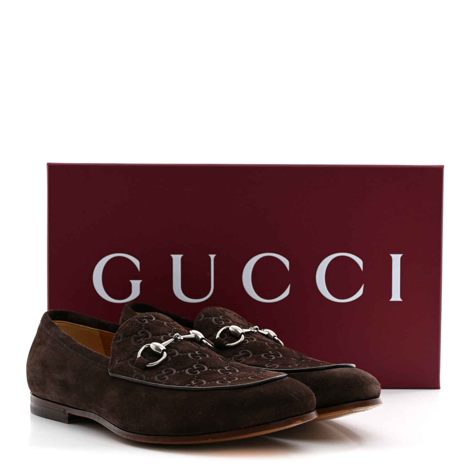 Gucci Luxury Suede GG Monogram Horsebit Mens Jordy Loafers 8 Night Cocoa 11 of 11