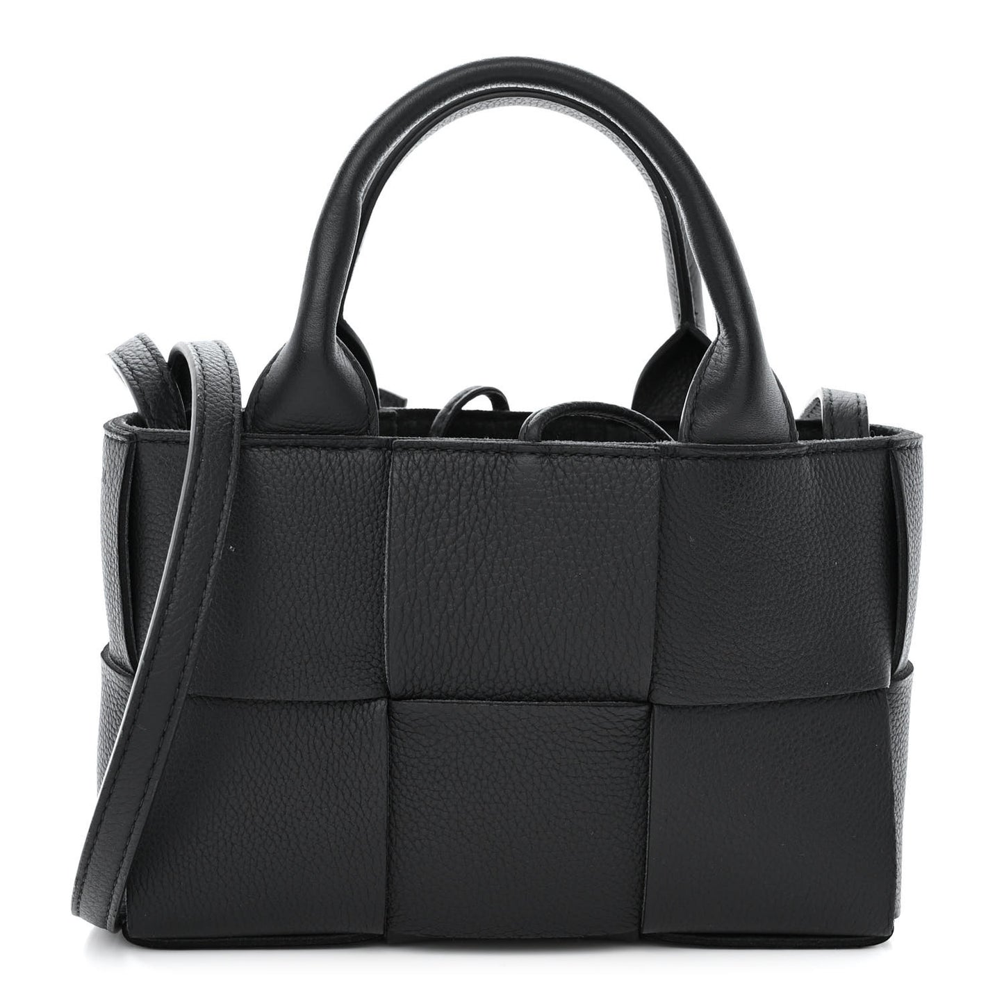 Grained Calfskin Intrecciato Candy Arco Tote Black