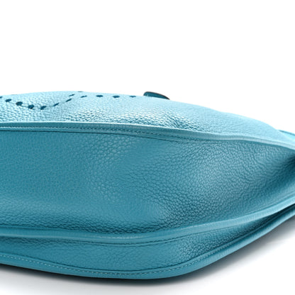 Hermes Taurillon Clemence Evelyne III GM Turquoise 9 of 15