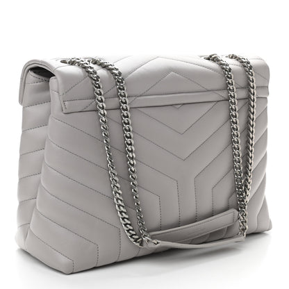 Saint Laurent Calfskin Y Quilted Monogram Medium Loulou Chain Satchel Granite 3 of 9