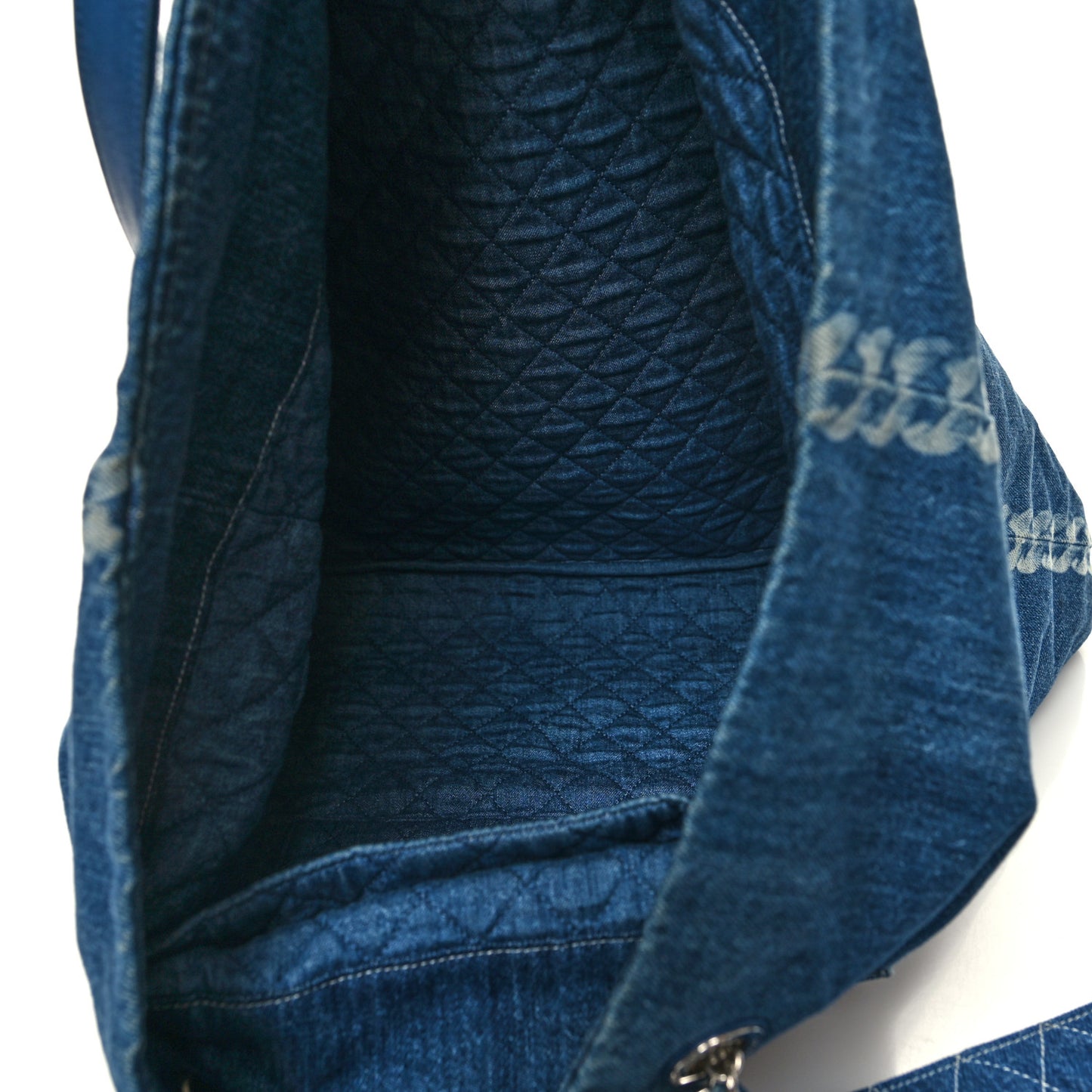 Denim Printed Shopping Bag Blue