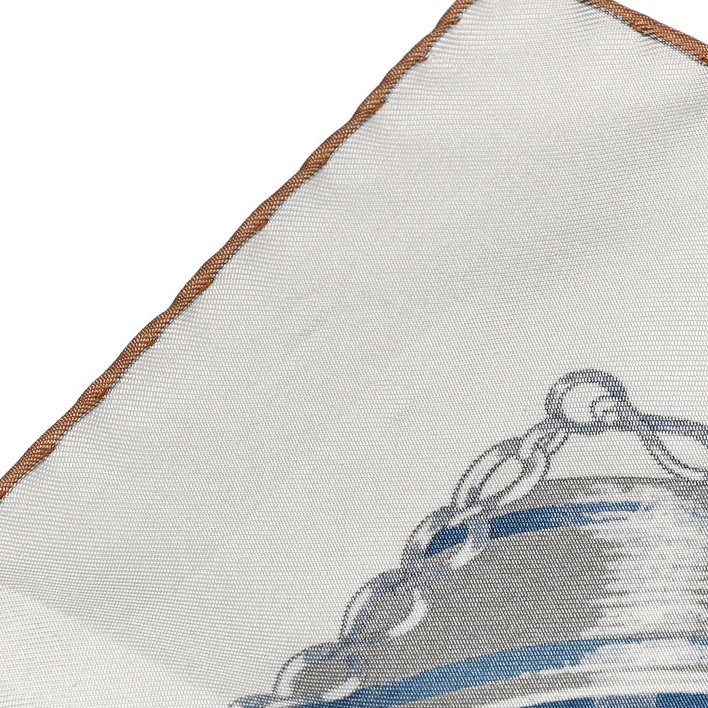 Silk Cavalcades Scarf 90 White Bleu Jean Vert