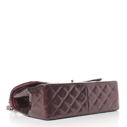 Chanel Striated Patent Quilted Jumbo Double Flap Burgundy 4 of 9