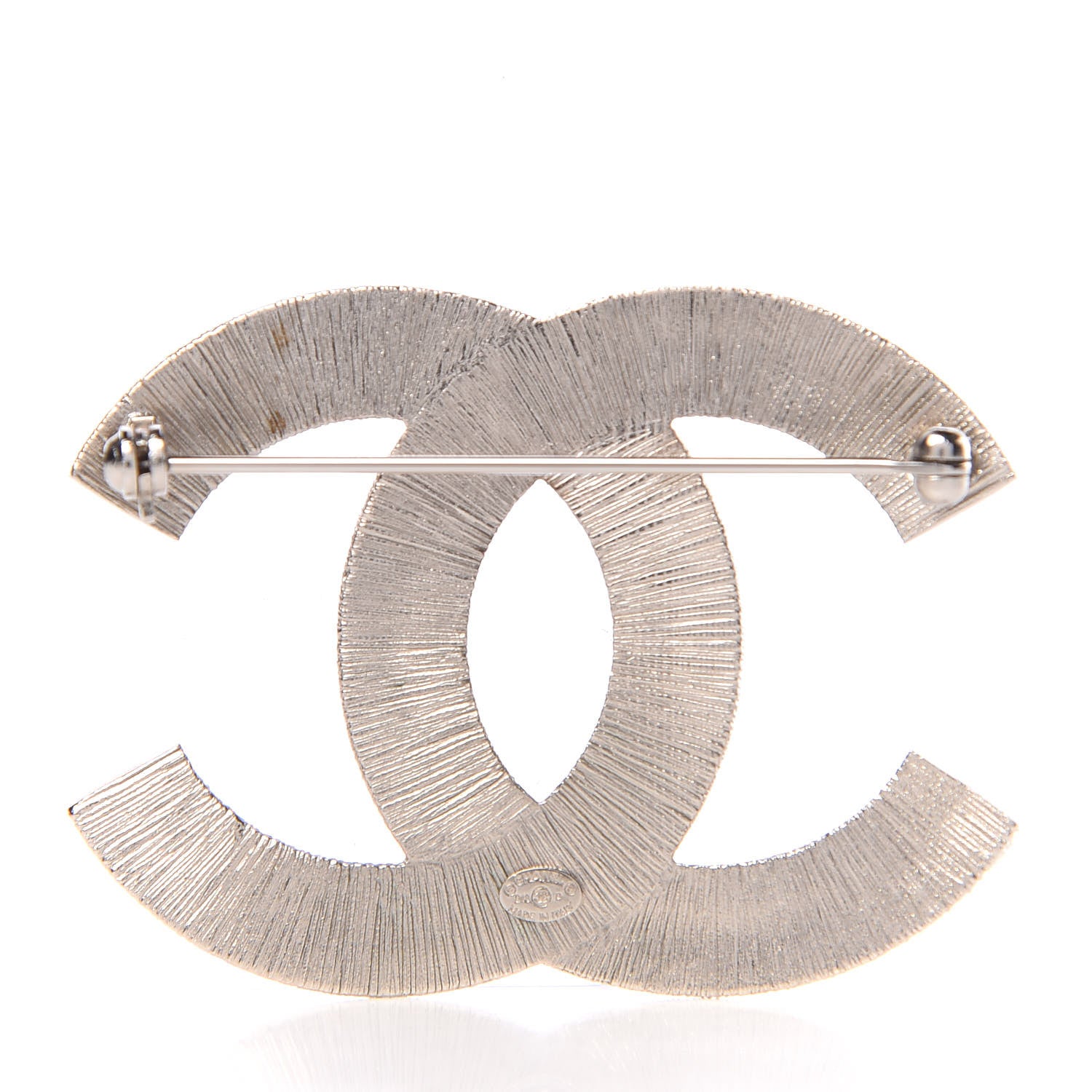 Chanel Baguette Crystal CC Brooch Silver 3 of 5