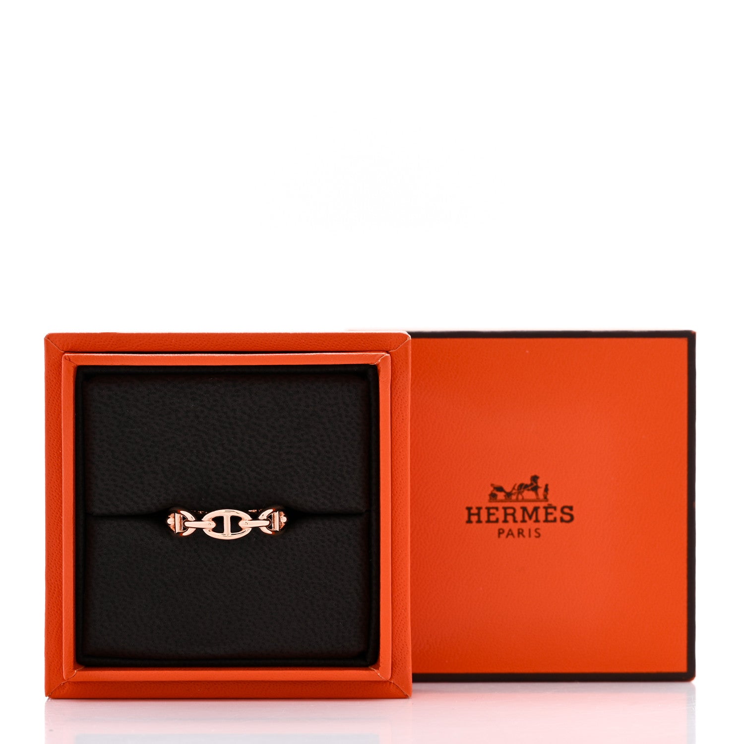 Hermes 18K Rose Gold PM Chaine d'Ancre Enchainee Ring 59 8.75 8 of 8
