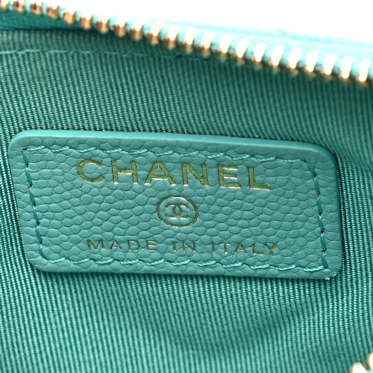 Chanel Caviar Chevron Quilted Small Cosmetic Case Light Blue 6 of 7