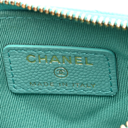 Chanel Caviar Chevron Quilted Small Cosmetic Case Light Blue 6 of 7