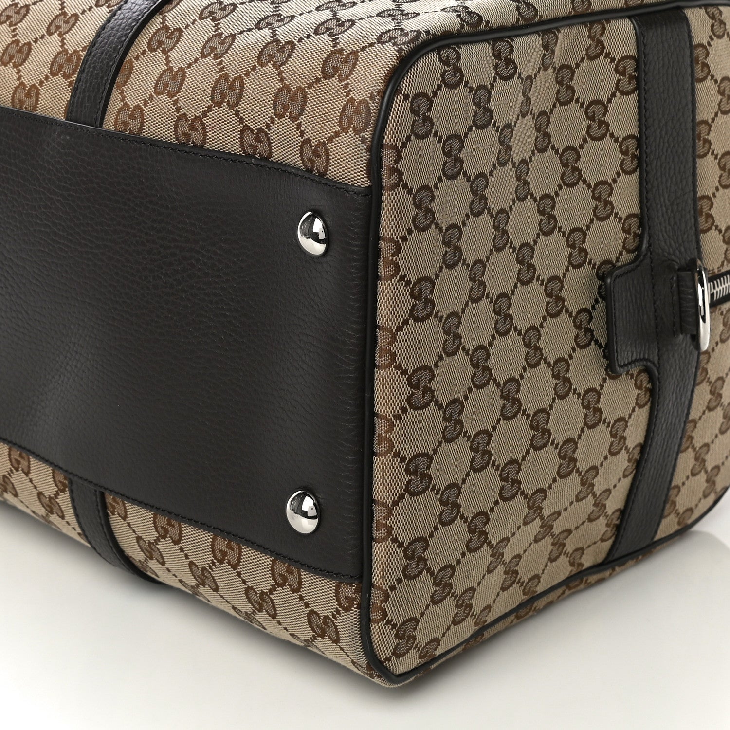Gucci Monogram Dollar Calfskin Boston Duffle Bag Beige Ebony Testa di Moro Marrone Scuro 12 of 12