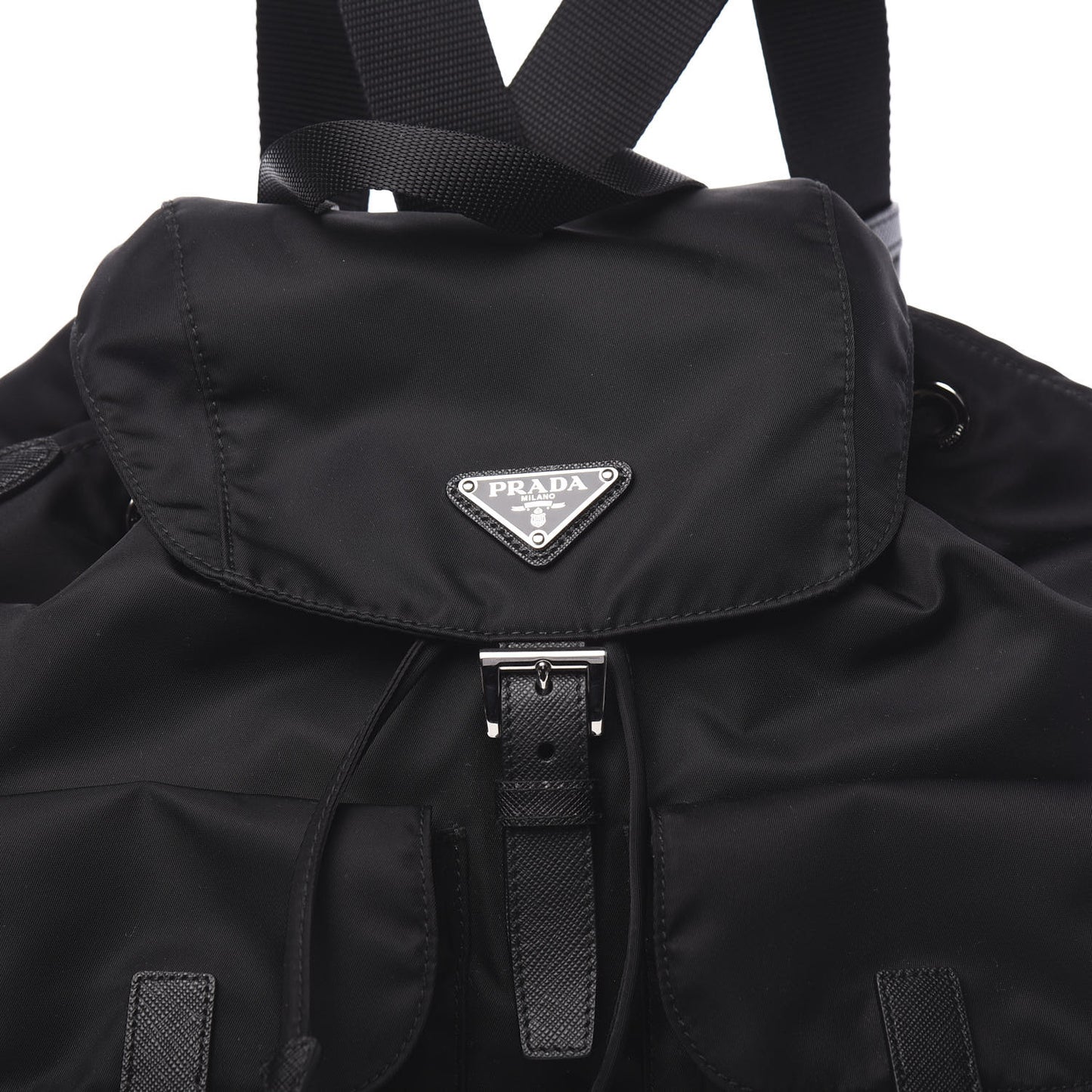 Tessuto Nylon Saffiano Medium Backpack Black