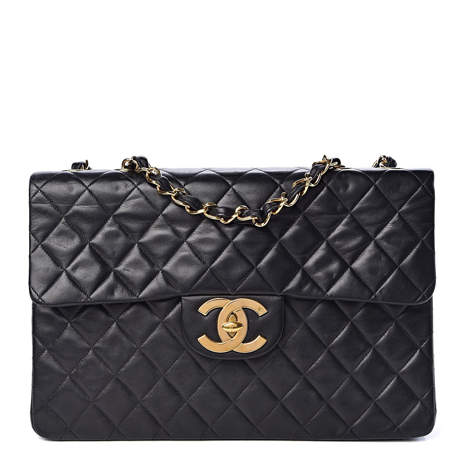 Chanel Lambskin Quilted XL Jumbo Single Flap Black 1 of 11