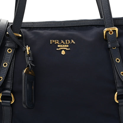 Prada Saffiano Tessuto Nylon Shopping Tote Royal Blue 8 of 16