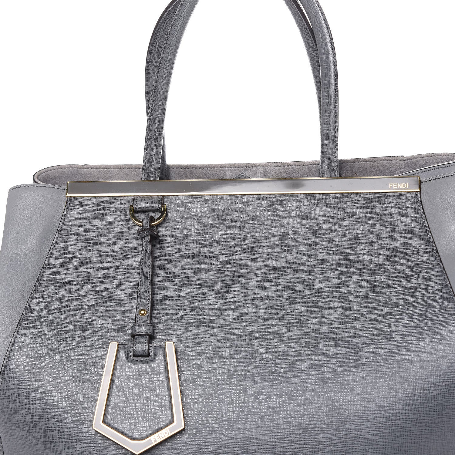 Fendi Vitello Elite Large 2Jours Tote Grigio Grigio Chiaro 10 of 15