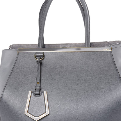 Fendi Vitello Elite Large 2Jours Tote Grigio Grigio Chiaro 10 of 15