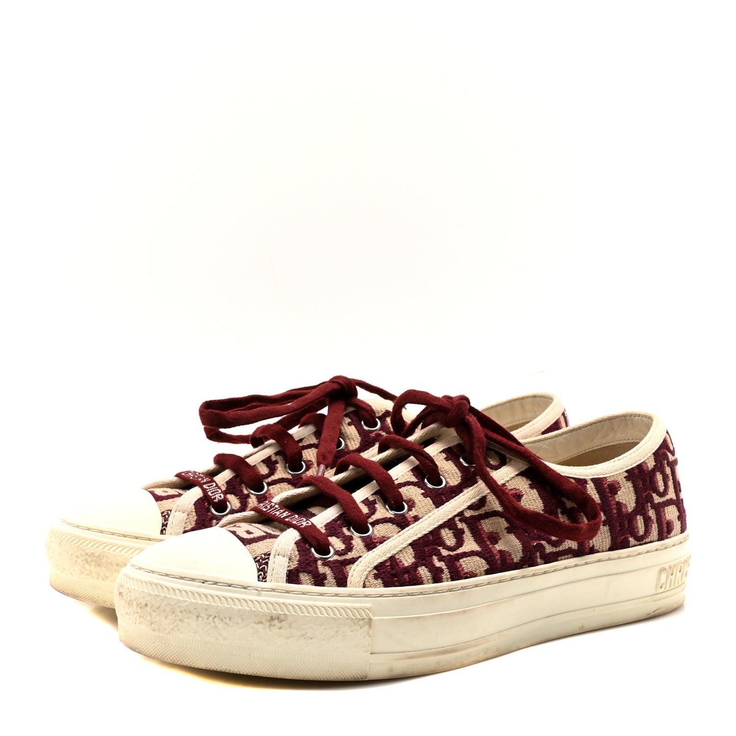 Canvas Oblique Walk'N'Dior Low Top Sneakers 38.5 Deep Amaranth