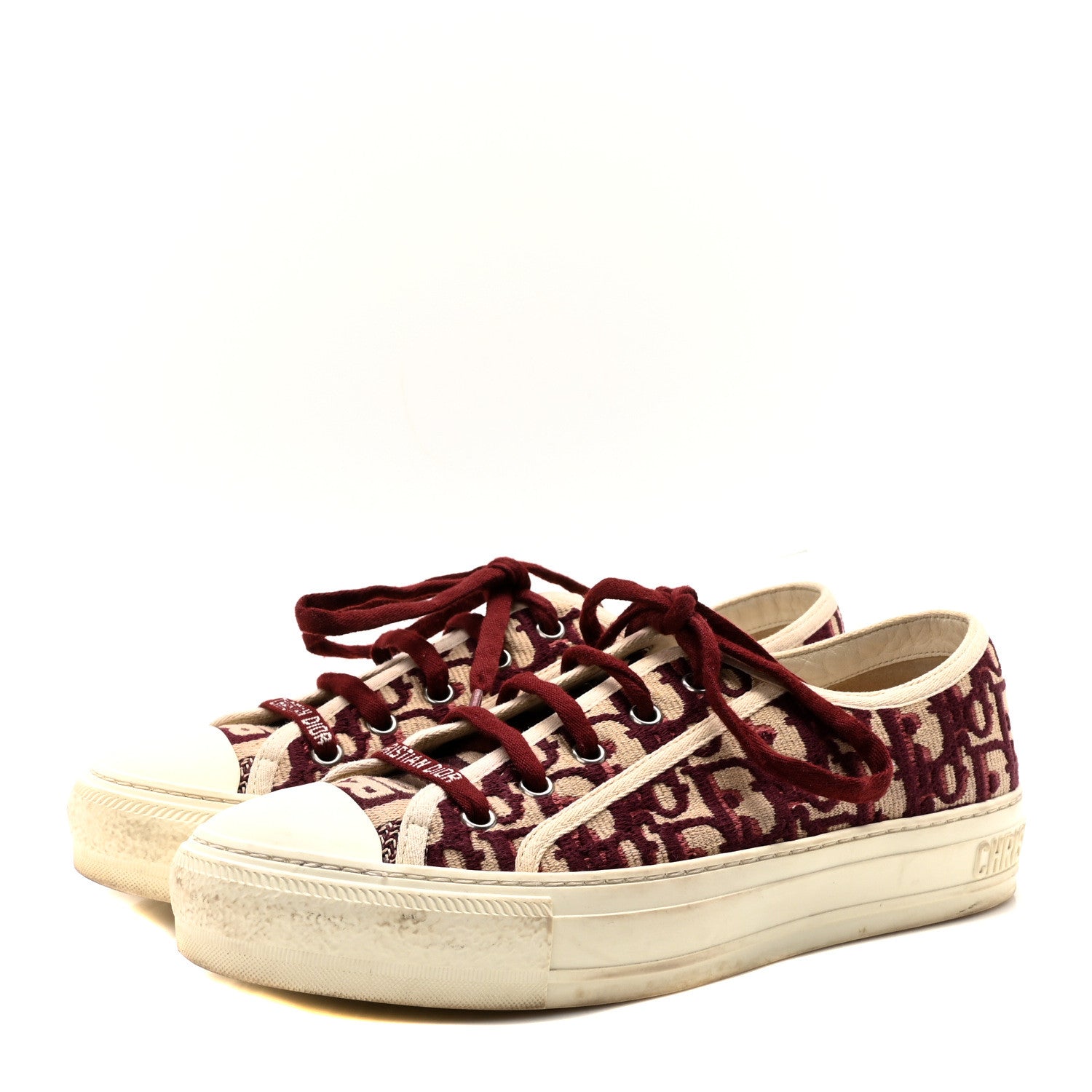 Christian Dior Canvas Oblique Walk'N'Dior Low Top Sneakers 38.5 Deep Amaranth 4 of 9