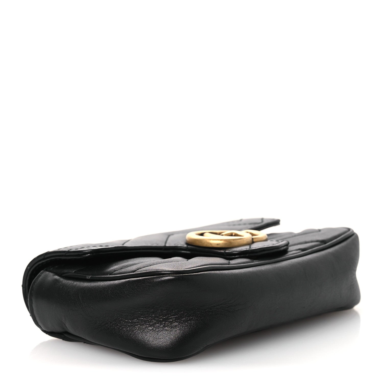 Gucci Calfskin Matelasse Super Mini GG Marmont Shoulder Bag Black 4 of 14