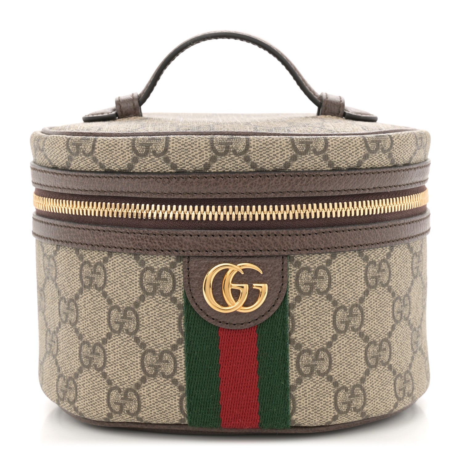 Gucci GG Supreme Monogram Textured Calfskin Web Ophidia Vanity Cosmetic Case Beige Ebony New Acero 1 of 8