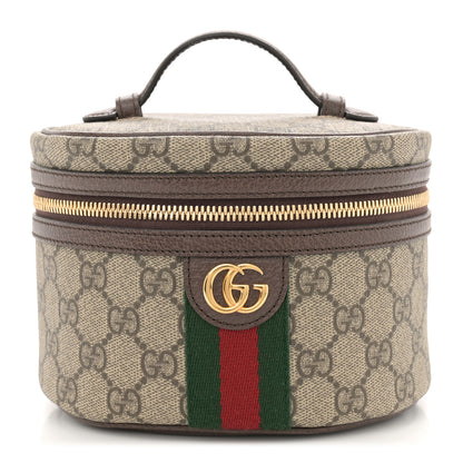 Gucci GG Supreme Monogram Textured Calfskin Web Ophidia Vanity Cosmetic Case Beige Ebony New Acero 1 of 8