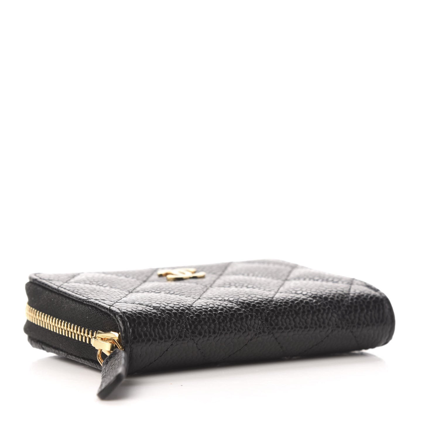 Caviar Quilted Zip Coin Purse Black
