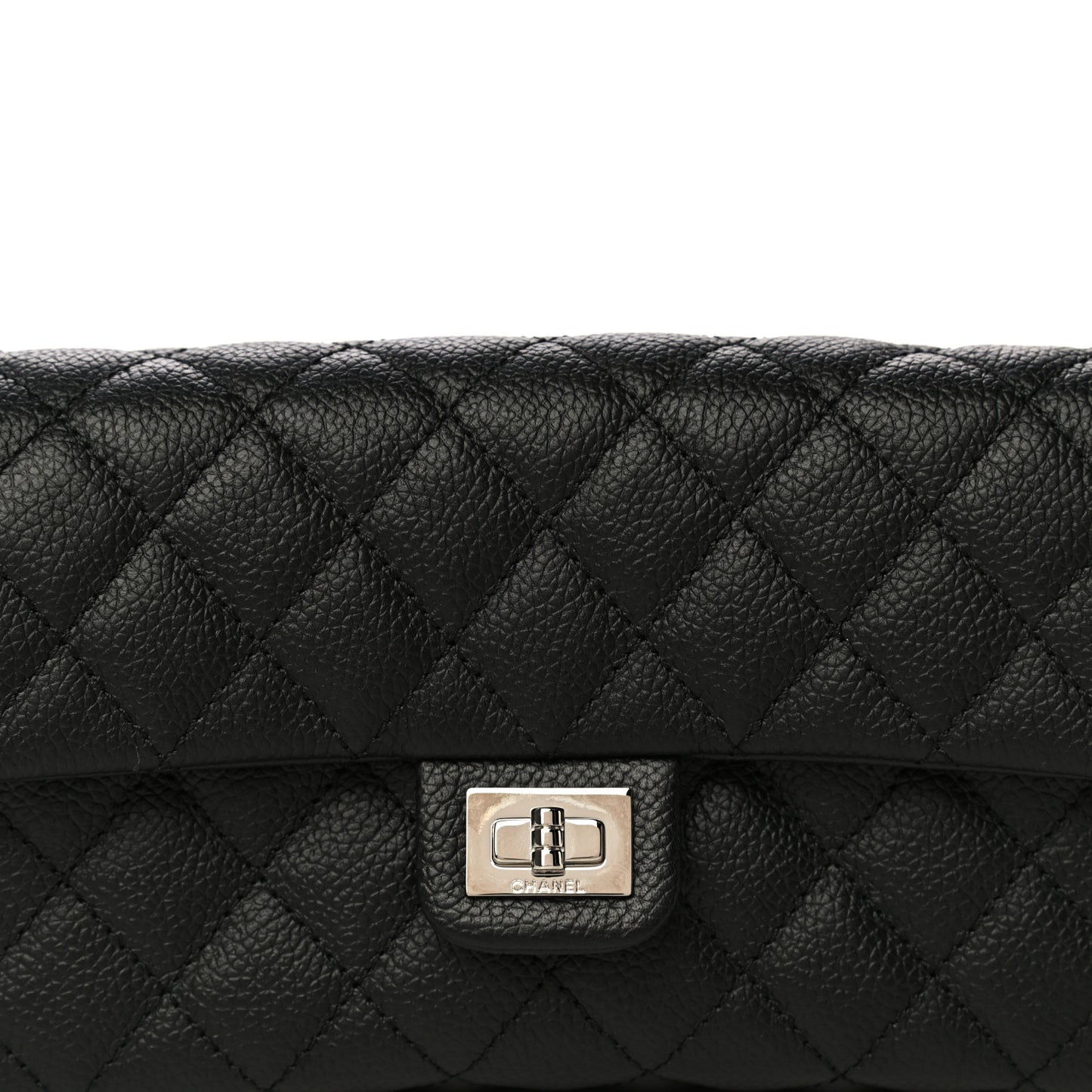 Grained Calfskin Quilted 2.55 Reissue Flap Belt Bag Clutch Black