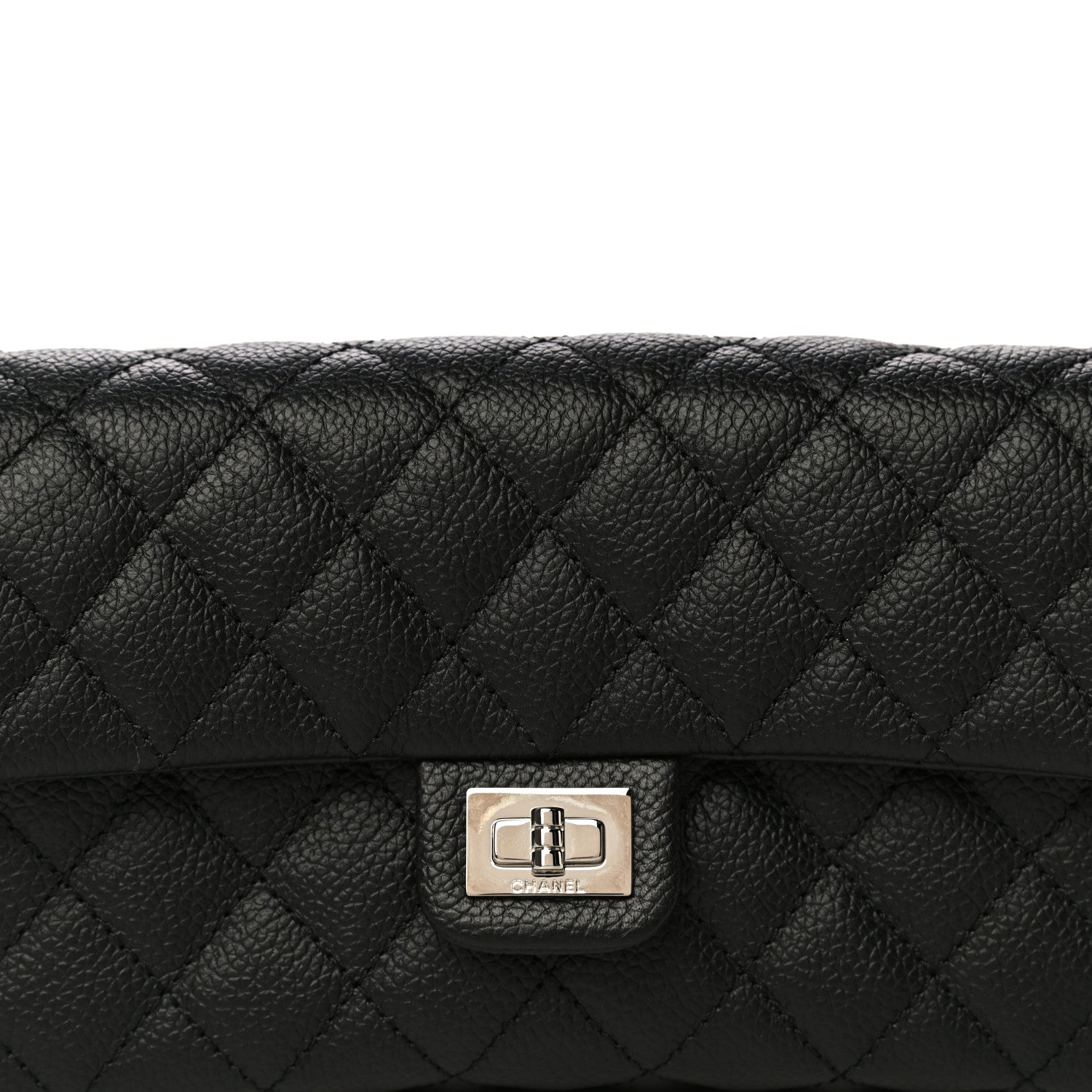 Chanel Grained Calfskin Quilted 2.55 Reissue Flap Belt Bag Clutch Black 9 of 14