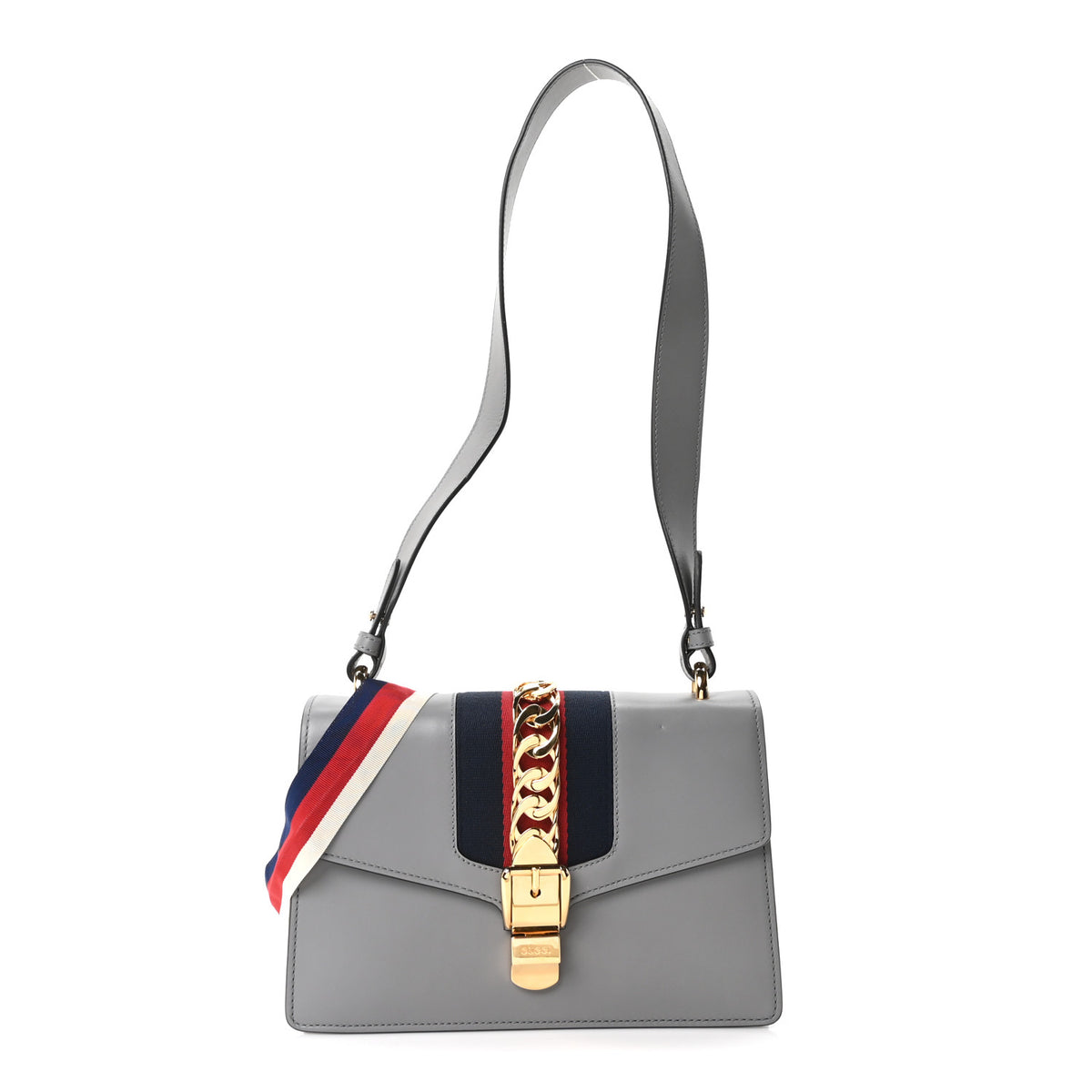 Gucci Calfskin Small Sylvie Shoulder Bag Deep Grey 1 of 10