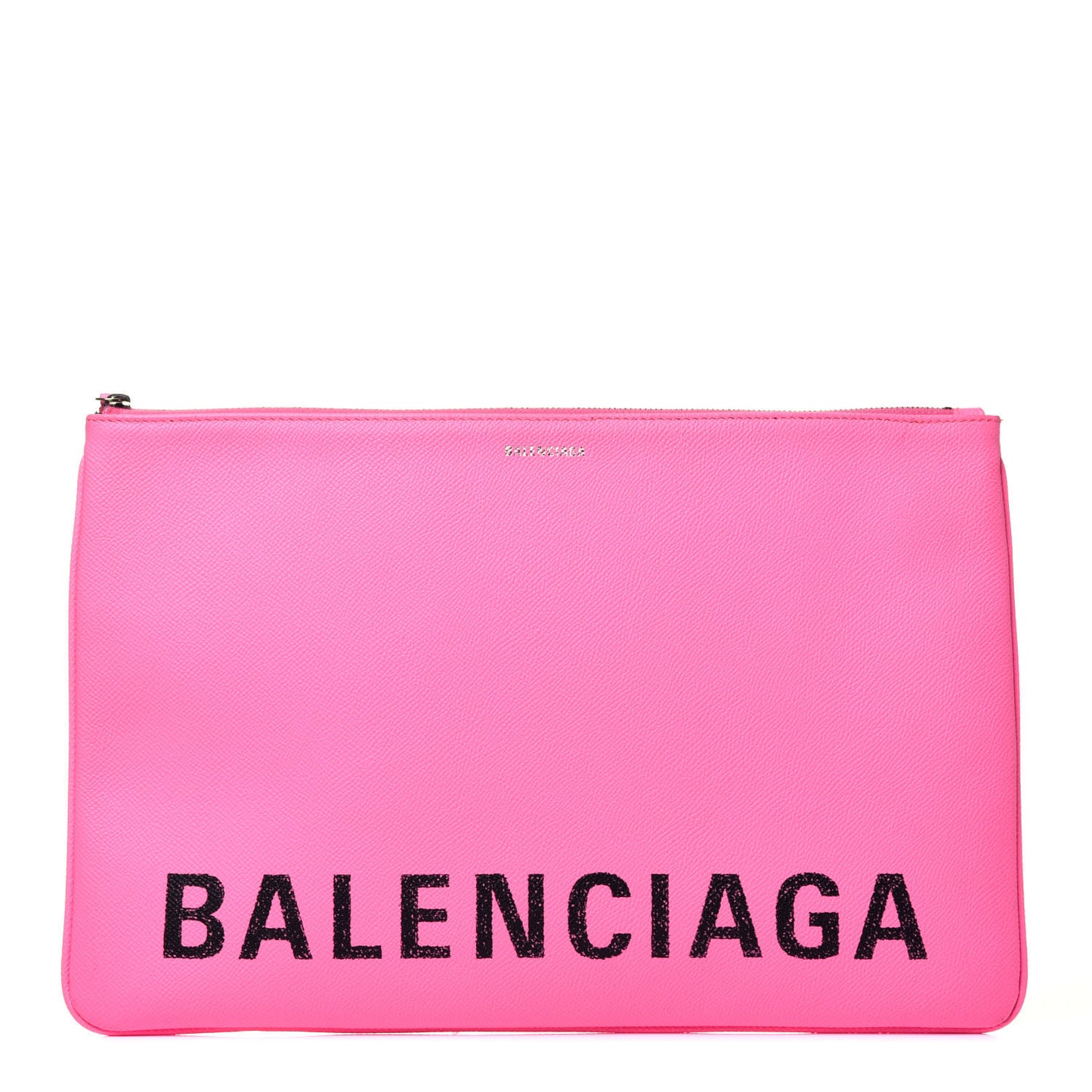 Calfskin Logo Large Zip Pouch Acid Pink