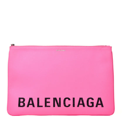 Balenciaga Calfskin Logo Large Zip Pouch Acid Pink 1 of 7