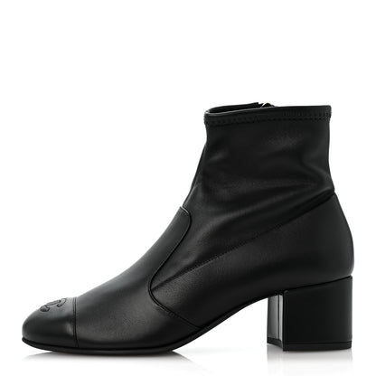 Chanel Stretch Lambskin Cap Toe CC Uniform Short Boots 38 Black 1 of 9