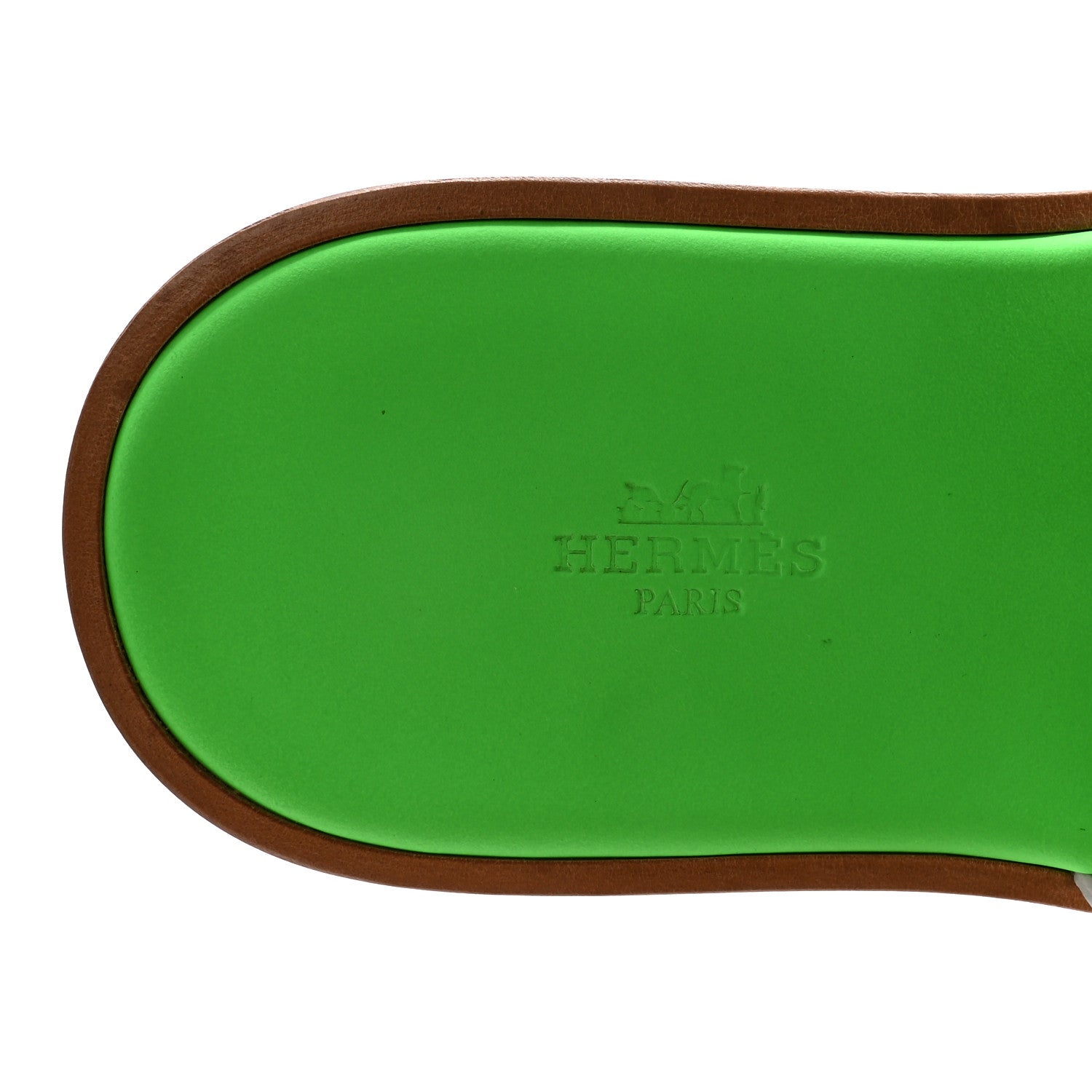 Hermes Epsom Mens Izmir Sandals 42 Gris Quartz Vert Fluo 8 of 10