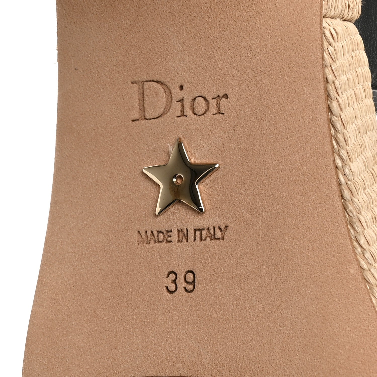 Christian Dior Calfskin Raffia Embroidered Dway Platform Sandals 39 Black 7 of 9
