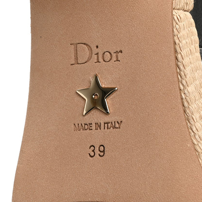 Christian Dior Calfskin Raffia Embroidered Dway Platform Sandals 39 Black 7 of 9