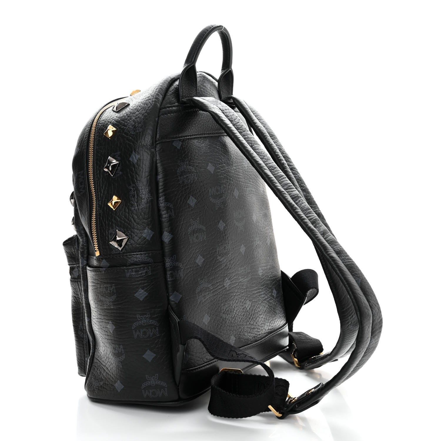 MCM Grained Calfskin Visetos Studded Small Stark M Backpack Black 3 of 9