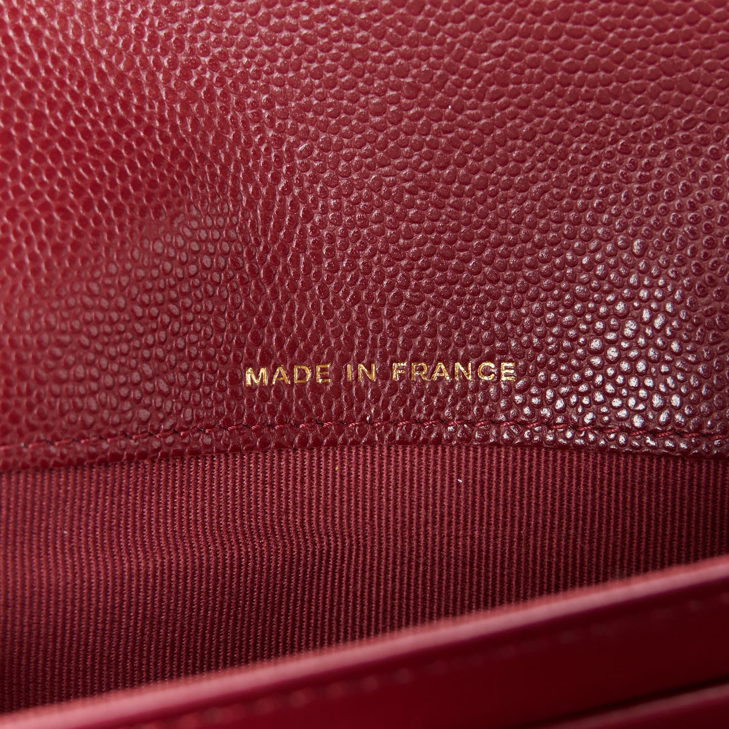 Caviar Quilted Large Gusset Flap Wallet Burgundy