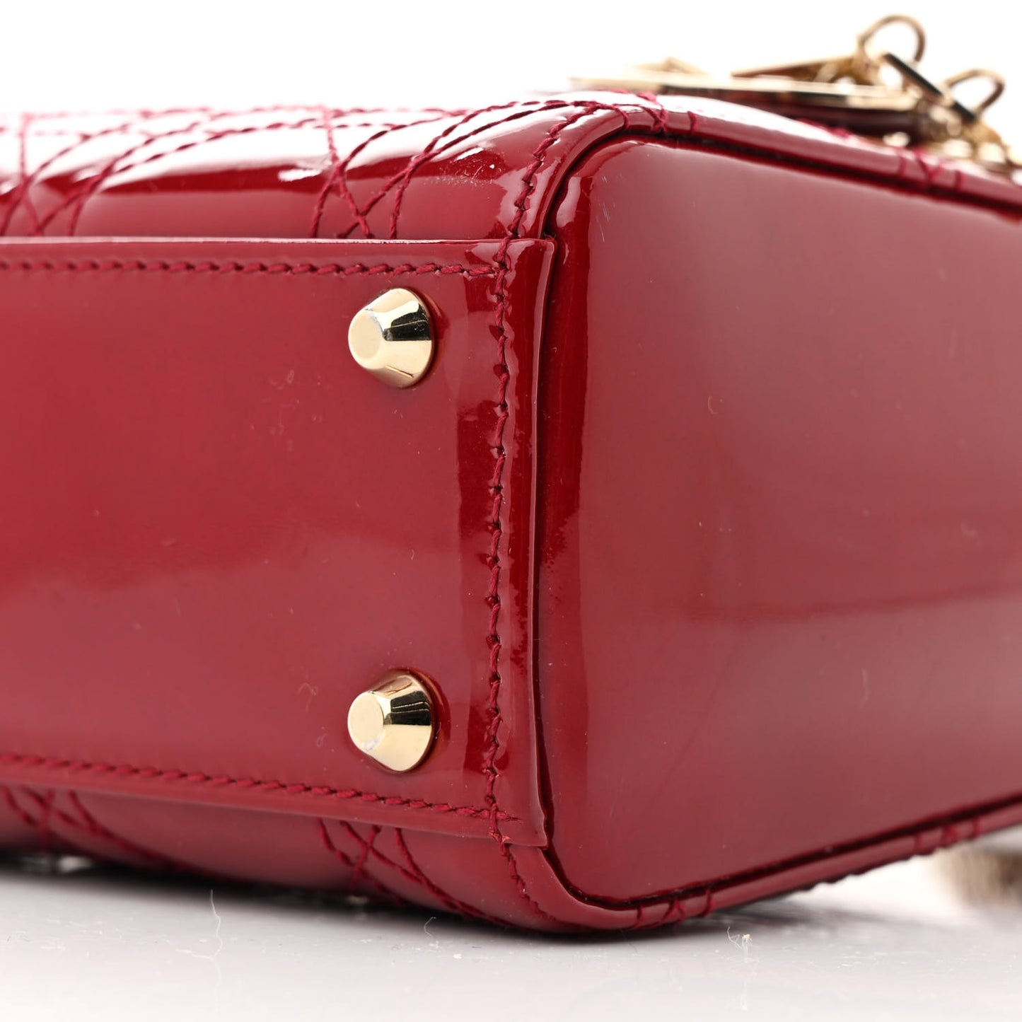 Patent Cannage Mini Lady Dior Red